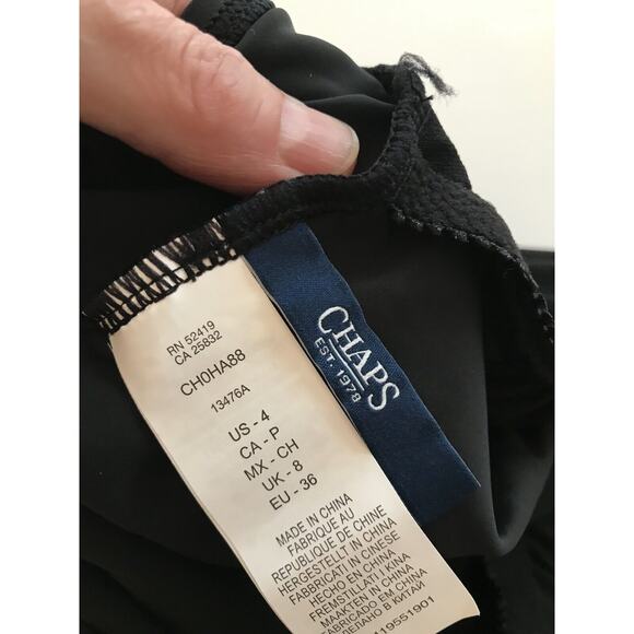 4 Chaps Women's Black Bathing Swim Suit Top New V-Neck Ruffle Adjustable Strap - Picture 7 of 8